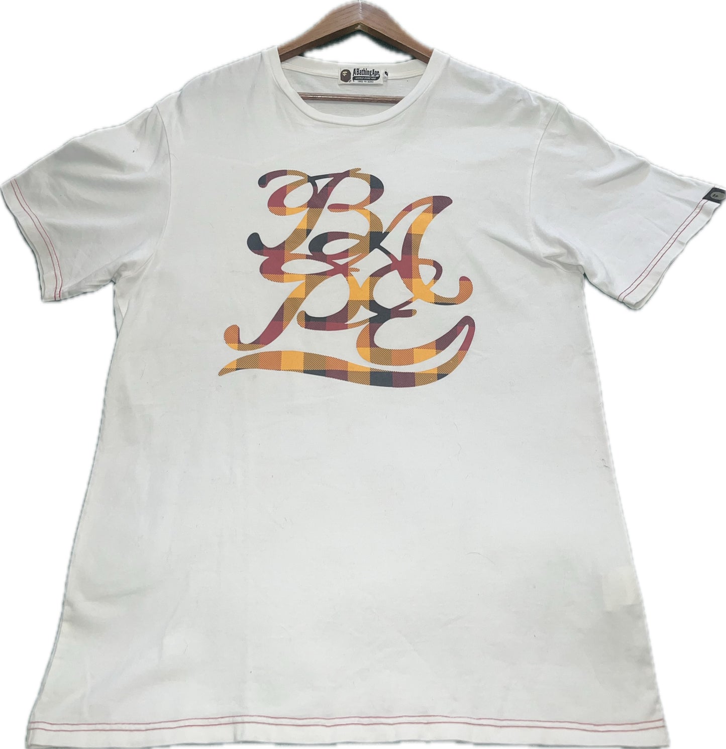 Vintage BAPE ‘Burberry Print BAPE’ T-Shirt ‘White’