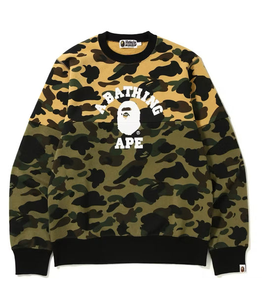 Bape 1st Camo College Crewneck ‘Yellow/Green’