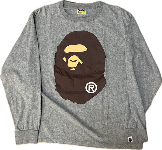 Bape ‘Long Sleeve Bape Head Tee’ (Grey)
