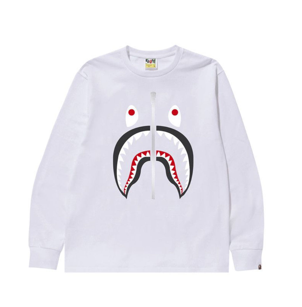 Bape Shark Long Sleeve Tee ‘White’