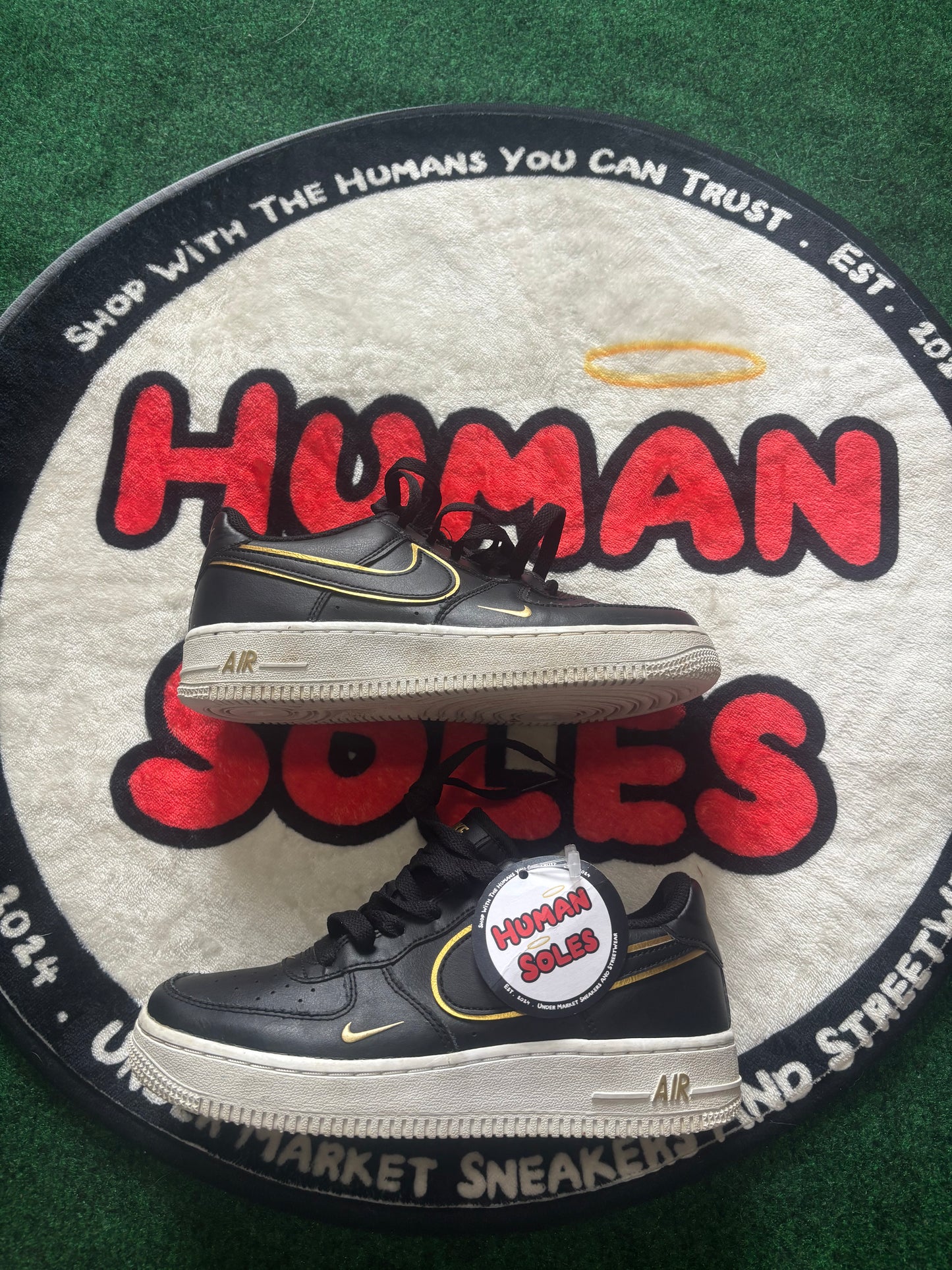 Nike Air Force One Low Black/Gold|Size 4.5M/6W
