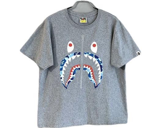 Bape Camo Shark Zipper T-Shirt ‘Grey/Blue’