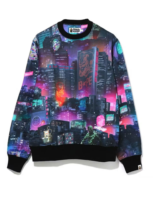Bape Neon Tokyo Crewneck ‘Black’