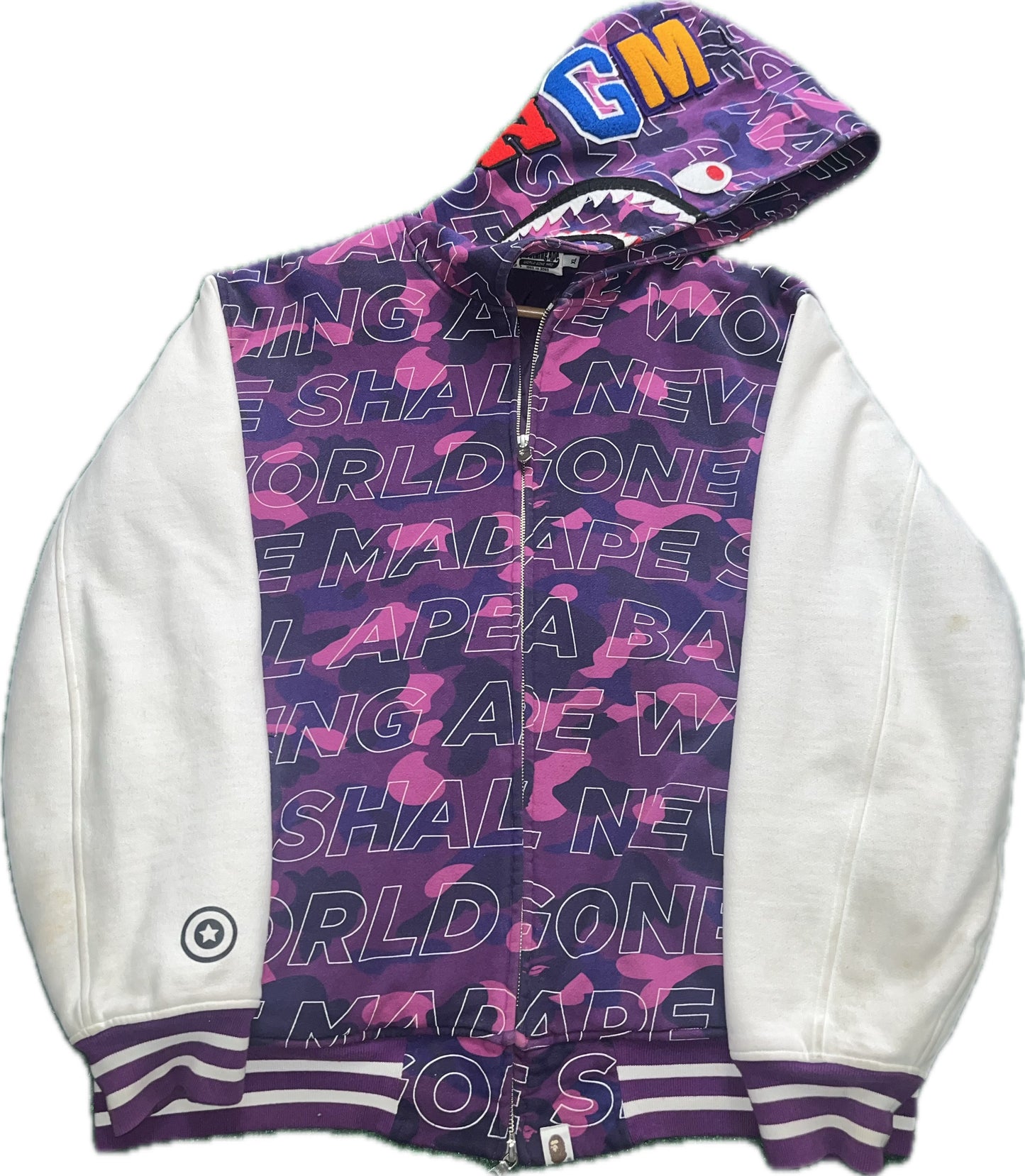 2017 BAPE World Gone Mad PURPLE CAMO Varsity Jacket