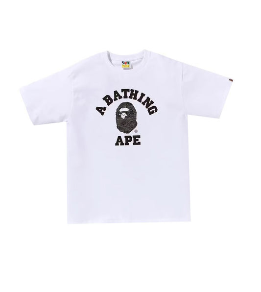 Bape Layered Line Camo College Tee ‘White/Black’